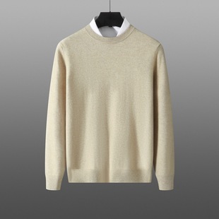 Autumn and Winter New Men's Crewneck Cashmere Sweater Solid Color Casual All-match Pullover Thick Inner Wool Sweater Knitted Top