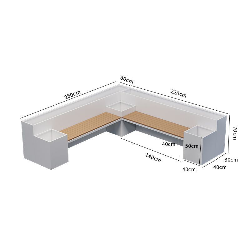 Outdoor stainless steel flower box and bench set, suitable for gardens, patios, flower beds, and balconies; wrought iron rectangular flower box
