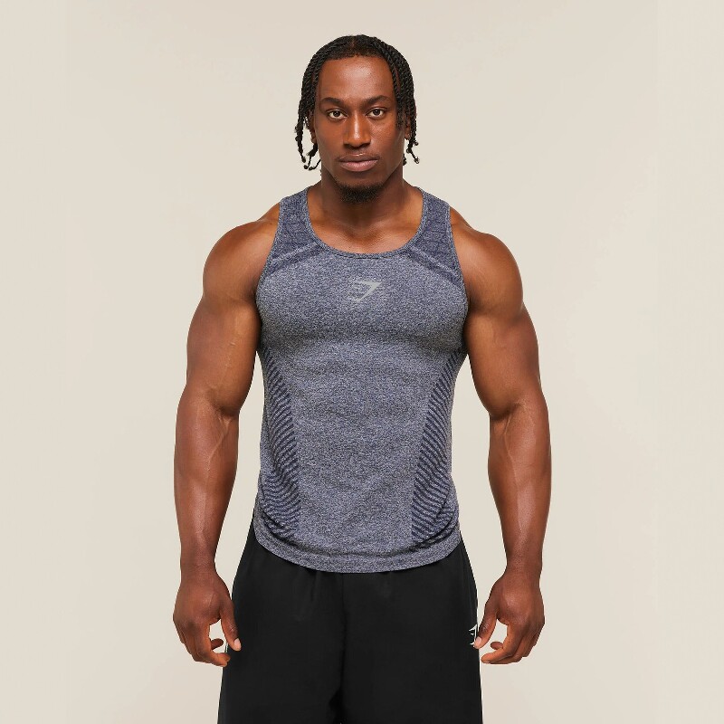 American fashion brand GYM shark muscle fitness quick-dry sports vest, high elasticity breathable casual round-neck men's vest