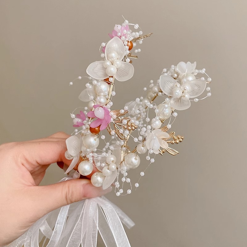 Tocado de la corona de los niños de la princesa Mori Garland Super Hada de la boda de la flor del tocado de La Flor de la diadema de la muchacha exquisita diadema horquilla