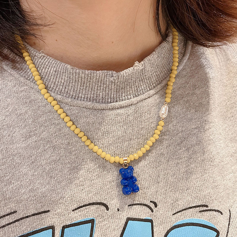 18g Weight Beaded Pendant Material Pendant Necklace Classification Beaded Chain Material 1 Piece Quantity Holiday, Daily Occasion Beaded Material Bear Pattern Women's Gender Cute, Sweet Style Cute Sweet Bear Beaded Wholesale Pendant Necklace 1