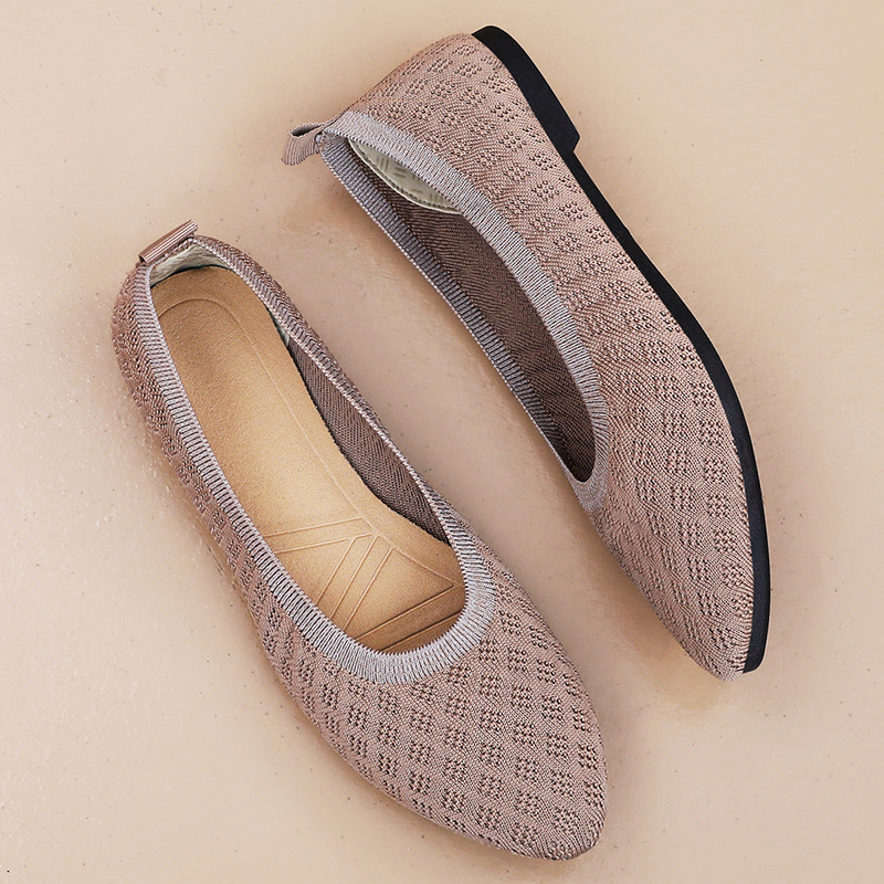Zapatos de mujer nuevos zapatos casuales puntiagudos de verano zapatos individuales transpirables tejidos voladores zapatos de madre de todo fósforo de moda zapatos cómodos mujeres