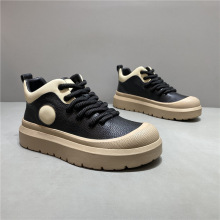 qn男鞋2025秋冬新款加绒保暖厚底板鞋时尚百搭真皮系带保暖休闲潮