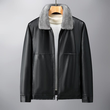 恒茗皮衣男冬季新款翻领男士皮夹克地摊PU加绒皮外套男式机车男装