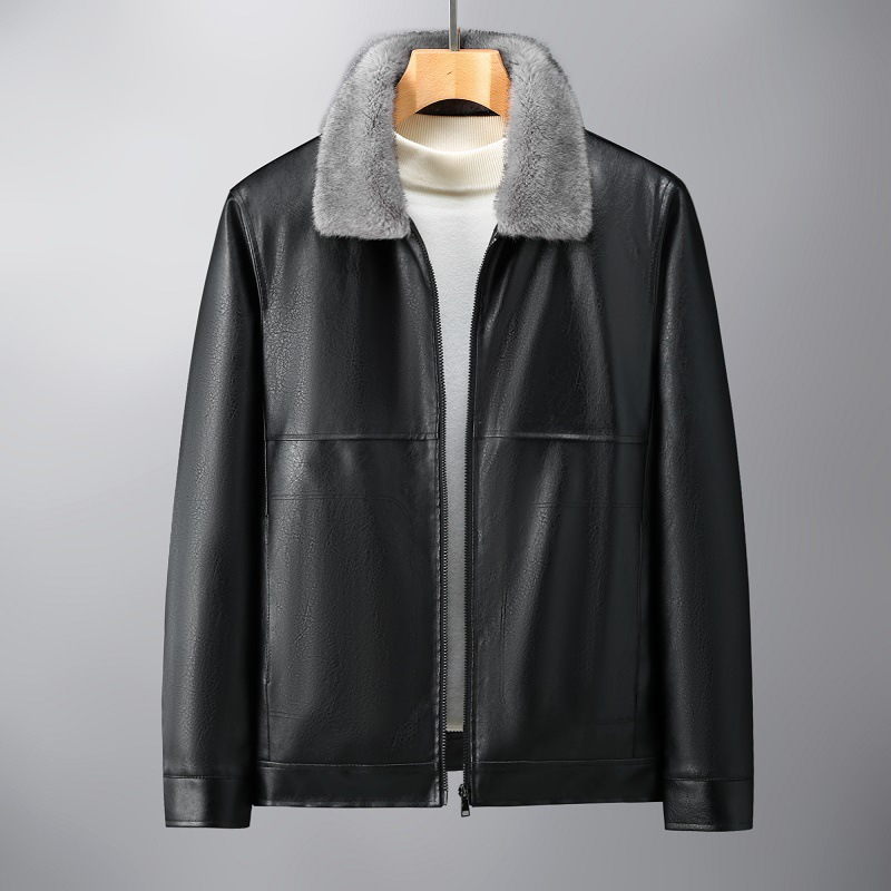 恒茗皮衣男冬季新款翻领男士皮夹克地摊PU加绒皮外套男式机车男装