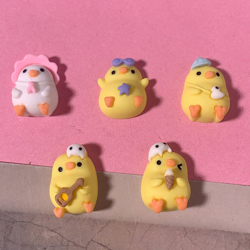 Caricatura gorda pollo amarillo diy accesorios de resina para el cabello agujero abrazaderas de zapatos agujero material hecho a mano accesorios de caso de teléfono móvil