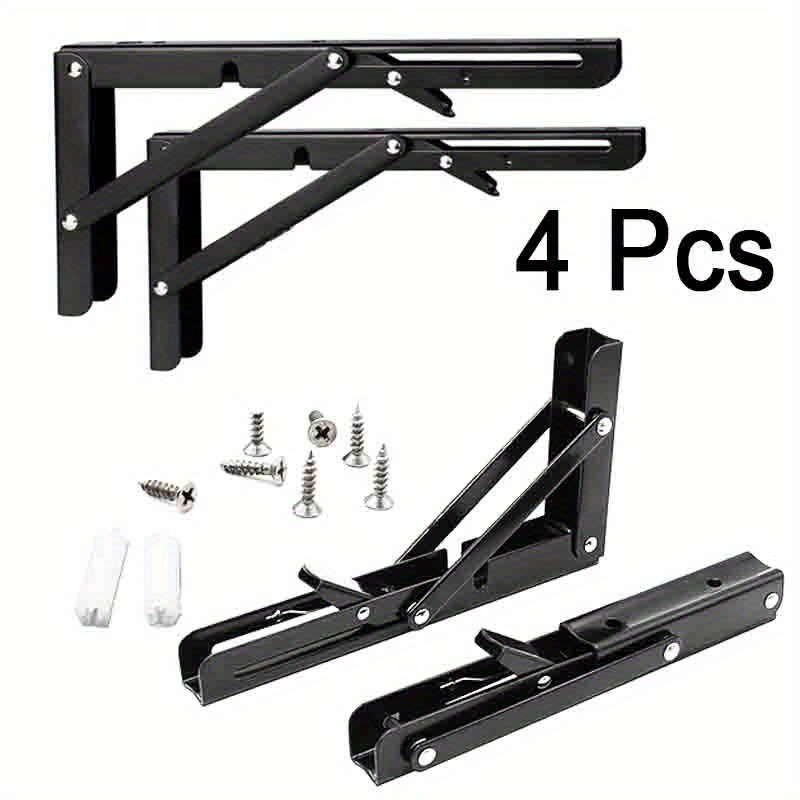 4 piece Black/steel Folding Shelf Bracket Heavy duty Bracket