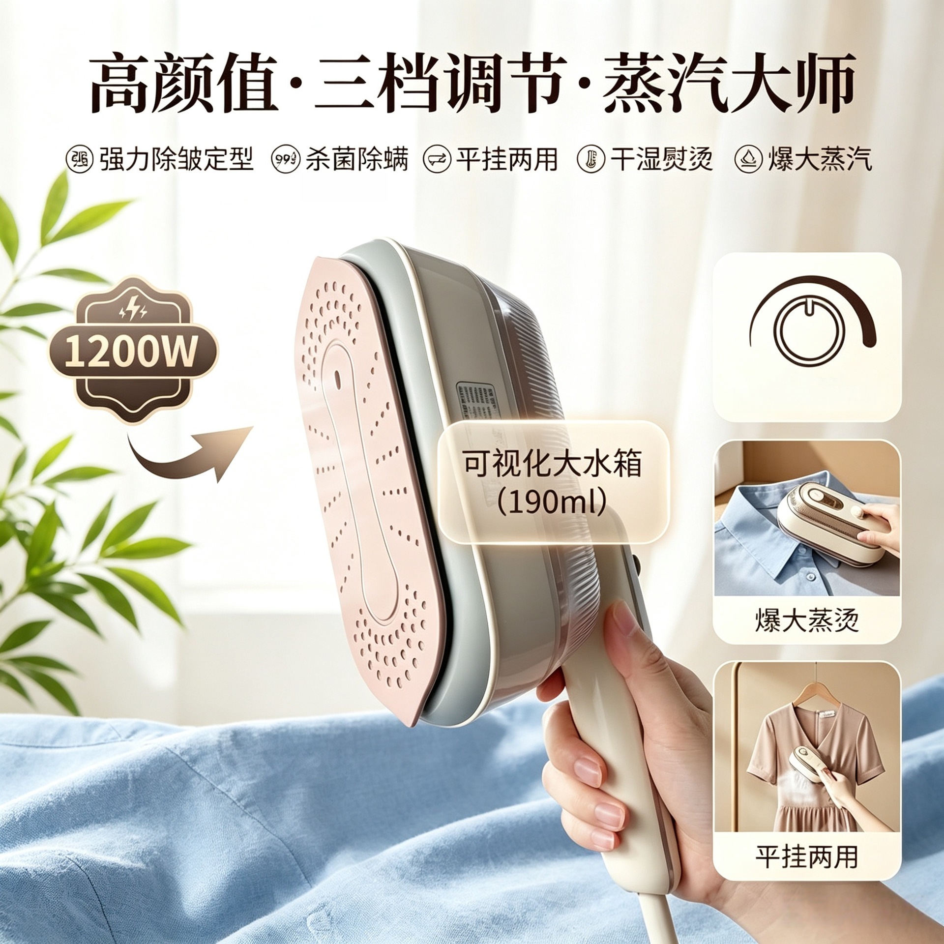 扬子大蒸汽手持熨斗家用干湿两用挂烫机便携式可折叠除皱熨烫衣服