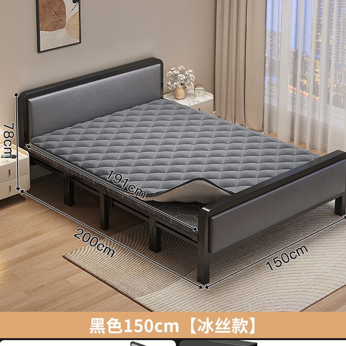 Cama individual plegable para adultos domésticos 1m2 cama simple para alquiler dormitorio reforzado cama de hierro de placa dura cama doble