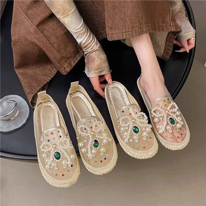 Женские летние кроссовки из сетчатой ткани, новые модели 2025 года, удобная обувь на плоской подошве, рыбацкие туфли, полуботинки.