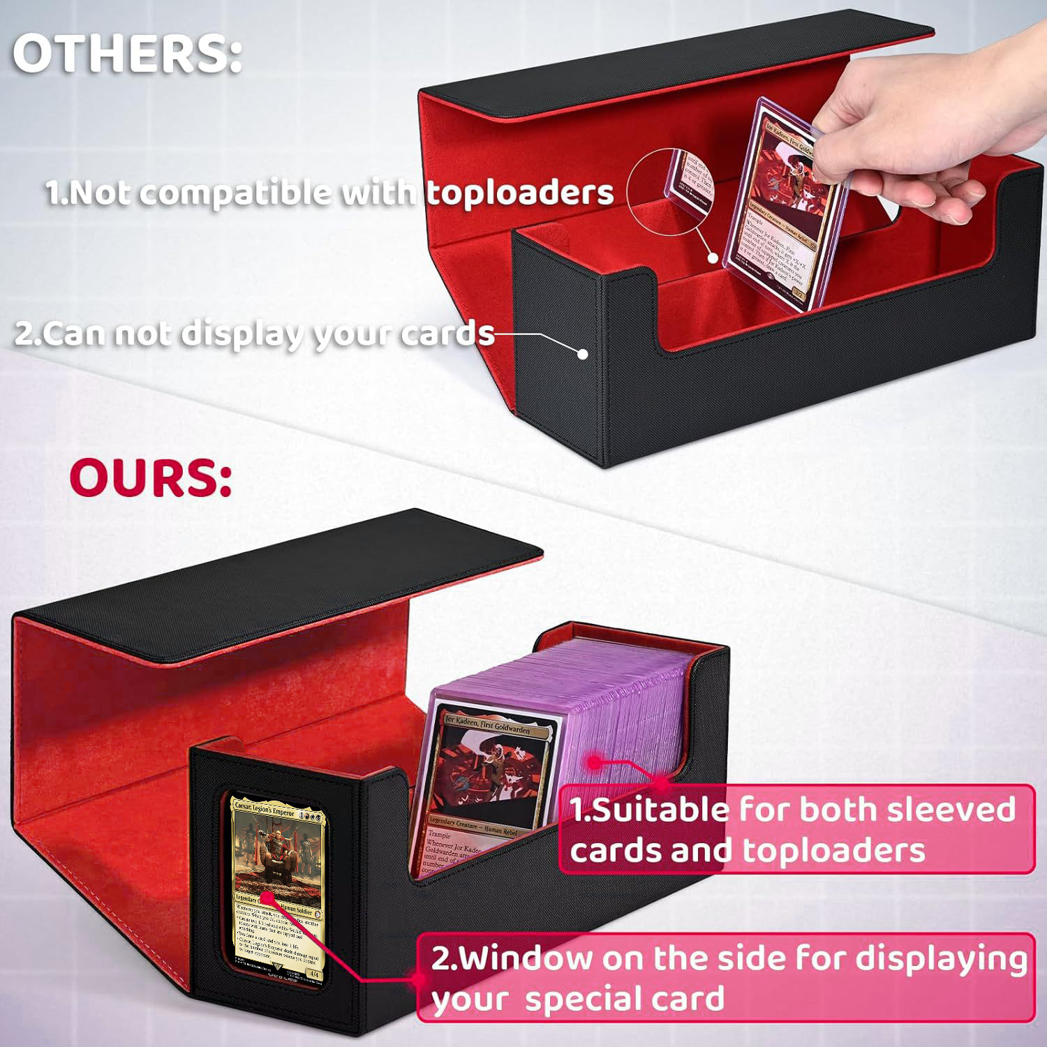 PU Leather Game MTG Hard Holder Storage 35PT Magnetic Card Brick Collection Box, CCG_voghion.com