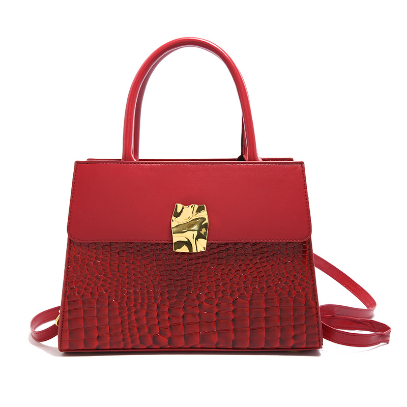 Bolso de mano europeo y americano con patrón de cocodrilo retro para mujer 2024 nuevo bolso de mensajero de moda con textura de moda de un solo hombro