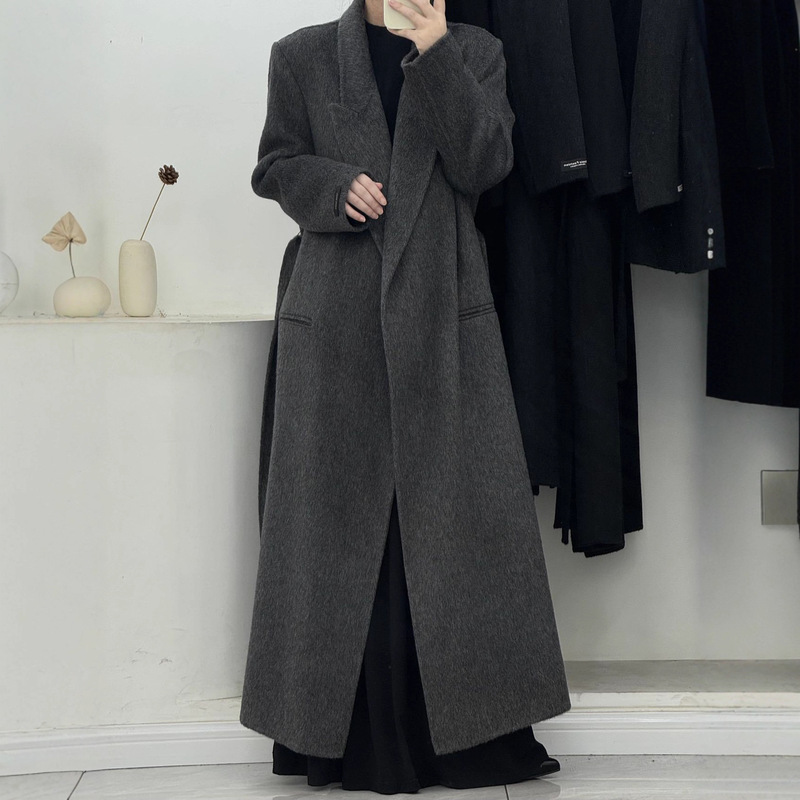 Right Shoulder Loose Double-Sided Wool Outwear Autumn and Winter Elegant Extended Style 130 Length High-End Korean Style Jacket for Women Right Shoulder Loose Double-Sided Wool Outwear Autumn and Winter Elegant Extended Style 130 Length High-End Korean Style Jacket for Women