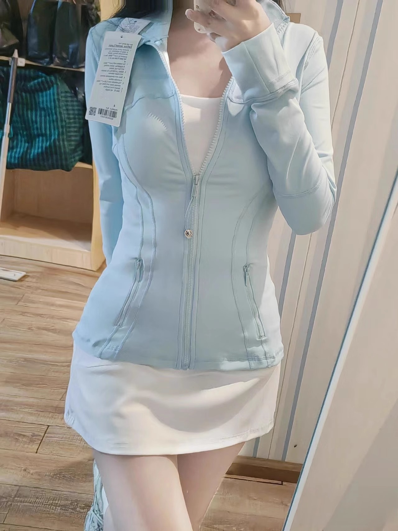 Luludarling el mismo traje de yoga para mujeres de verano nueva chaqueta molida cuello de acondicionamiento físico abrigo solar