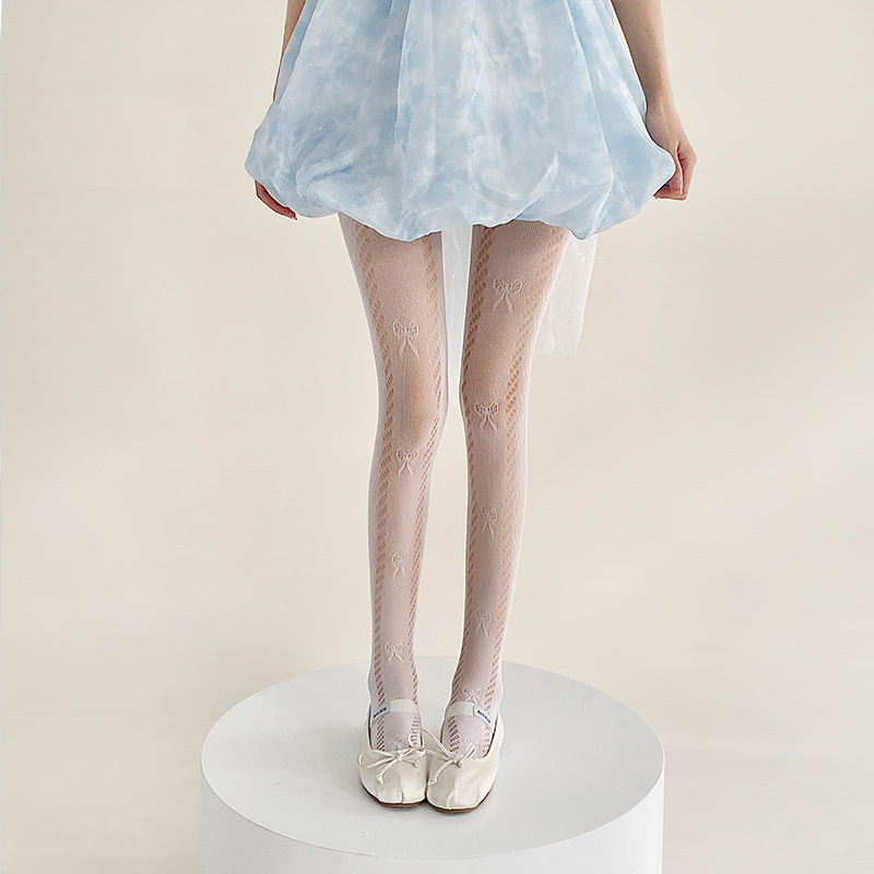 Medias de verano delgadas JK calcetines japonesas arco Lolita encaje base dulce medias blancas