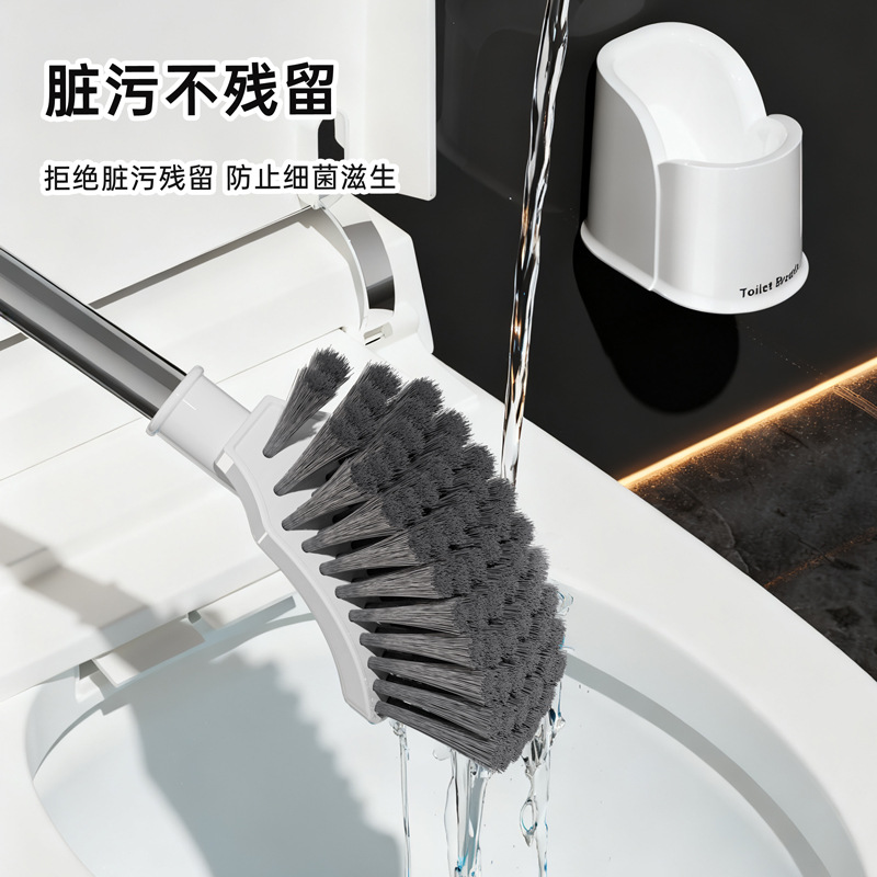 cepillo de inodoro de doble cabeza con base de cepillo de mango largo para casa cepillo de limpieza multifuncional de plástico para inodoro colgado en la pared