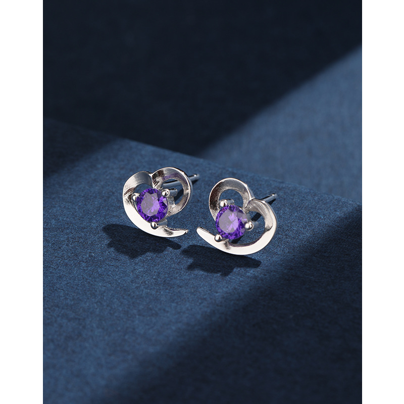 925 nicho de plata esterlina simple coreano pequeño agujero de orejas aretes de piedra de silicio aretes de alta calidad para mujeres