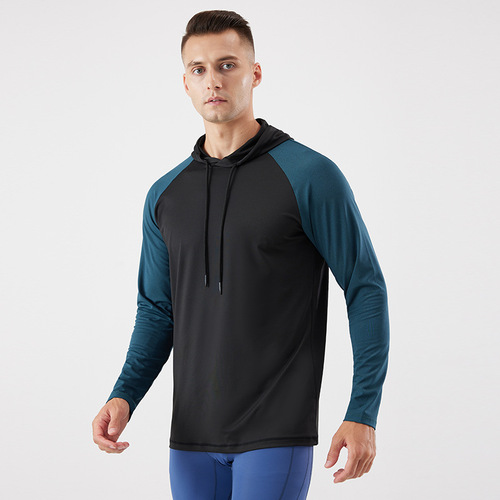 Men's Hooded Sweatshirt Basketball Training Fitness Long Sleeve T-Shirt Outdoor Leisure Running Headband Quick-Dry Sports Clothing