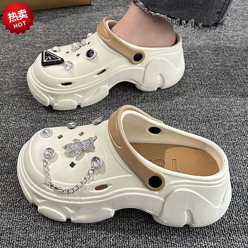 Нескользящие пещерные туфли для повышения обуви для женщин, носящих летние DIY аксессуары, толстые подошвы, чтобы наступить на фекалии