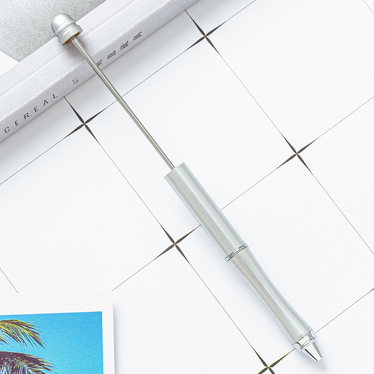 Pluma de cuentas de metal en stock al por mayor creativo con cuentas bolígrafo DIY bolígrafo personalidad metal DIY pluma con cuentas