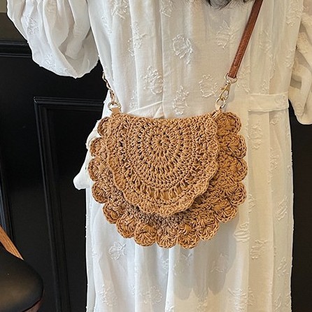 Bohemian Ethnic Style Women's Bag 2026 New Lace Hollow Out Woven Phone Bag Beach Vacation Bag - Thumbnail 4