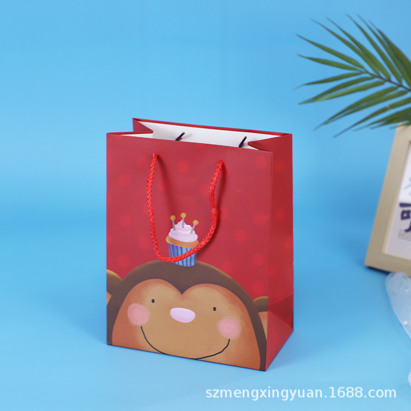 Color: Bolsa de regalo de mono rojo HS5309; Material: cartón blanco; Especificación: 18*10*23cm solo (pequeño)
