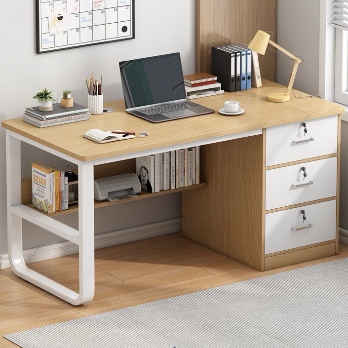 Computer Desk Desktop Home Bedroom Desk Student Learning Writing Desk Simple Rental House Desk with Drawers