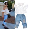 Summer set, jacket, denim jeans, headband, suitable for import, 3 piece set