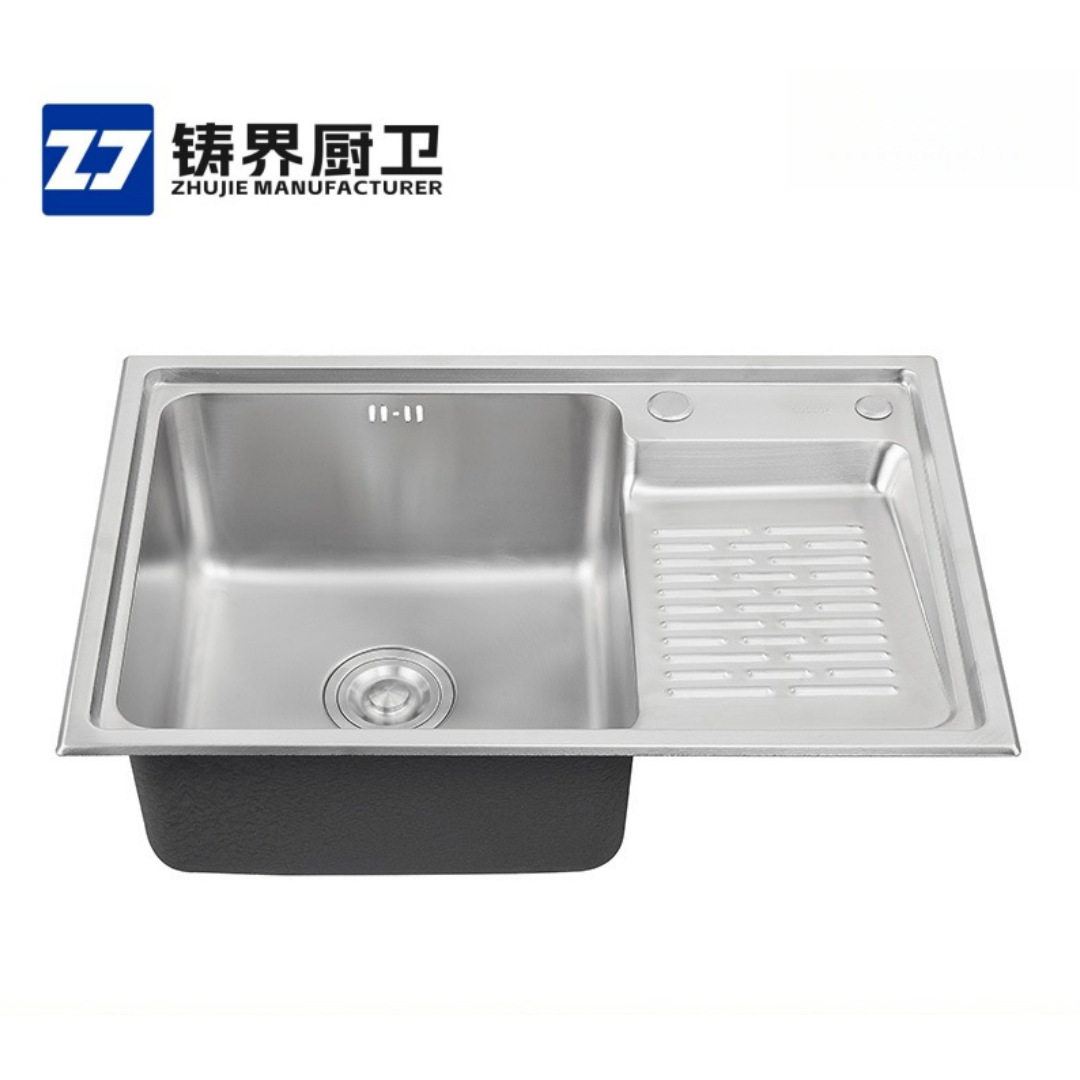 不锈钢水槽厨房阳台洗衣池单盆带搓衣板台盆一体厨房家用洗手水槽