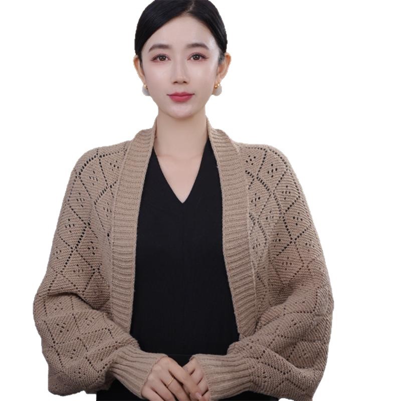 冬季保暖新款镂空提花保暖披肩百搭时尚气质开衫洋气外搭针织休闲|undefined