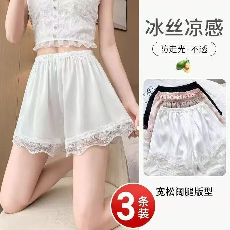 Ice Silk Safety Shorts to Prevent Exposure, Thin Summer Style, Non-Curling, Loose Lace Safety Shorts for Women, Suitable for Home Wear Ice Silk Safety Shorts to Prevent Exposure, Thin Summer Style, Non-Curling, Loose Lace Safety Shorts for Women, Suitable for Home Wear