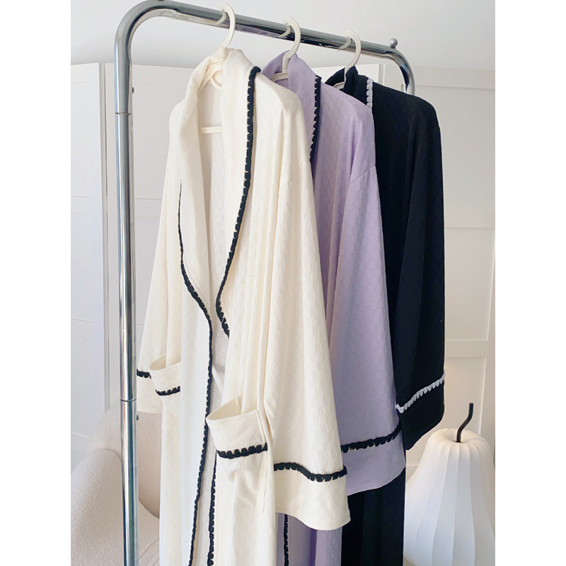 (2개) 2024 새로운 잠옷 여성의 봄과 가을 긴 소매 달콤한 섹시한 순수한 높은 감각 긴 잠옷 홈 옷 목욕 가운