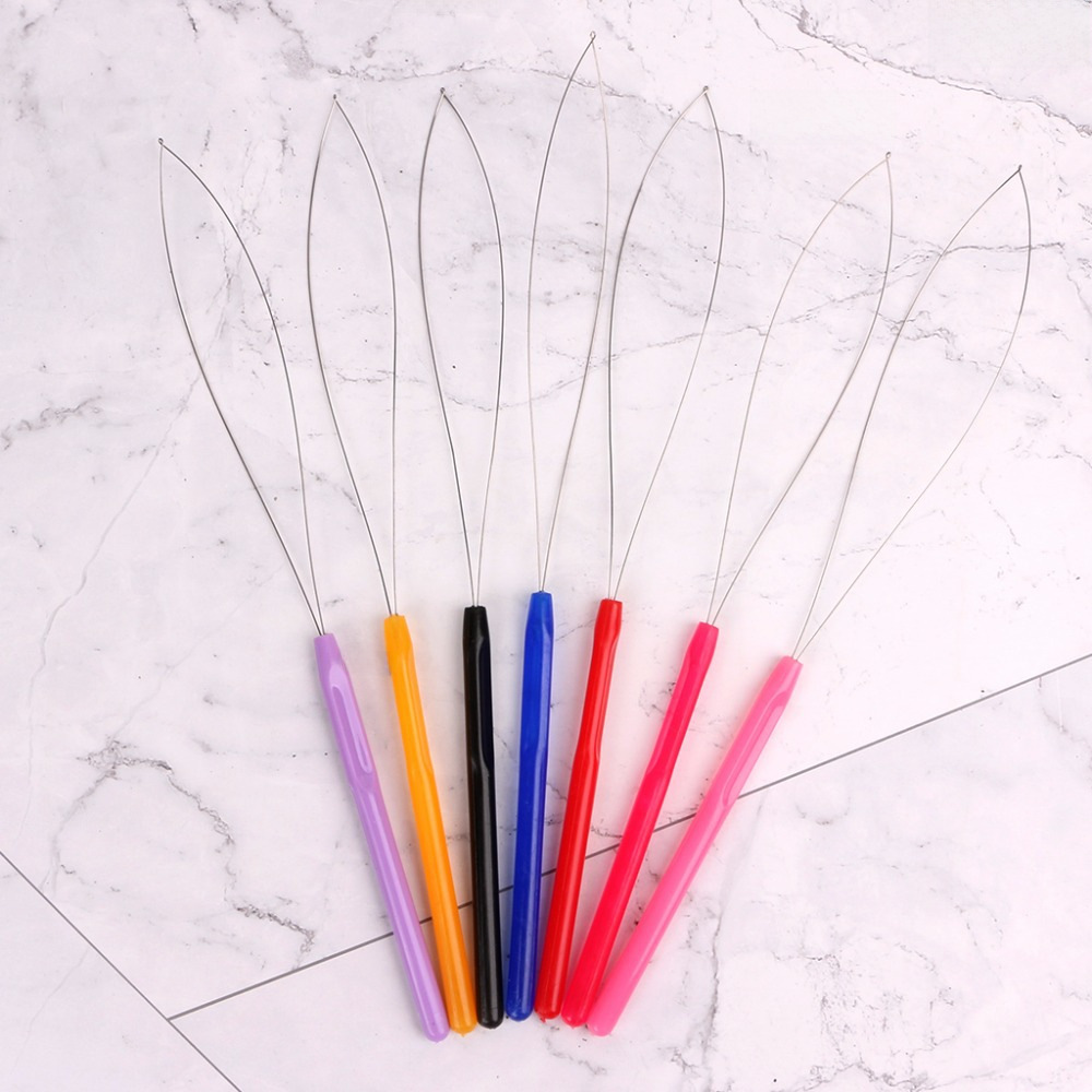 8D Bead Stringer Hair Hook Colorful Plastic Handle Hair Extension Nano Silicone Clasp Bead Stringer Hair Pin
