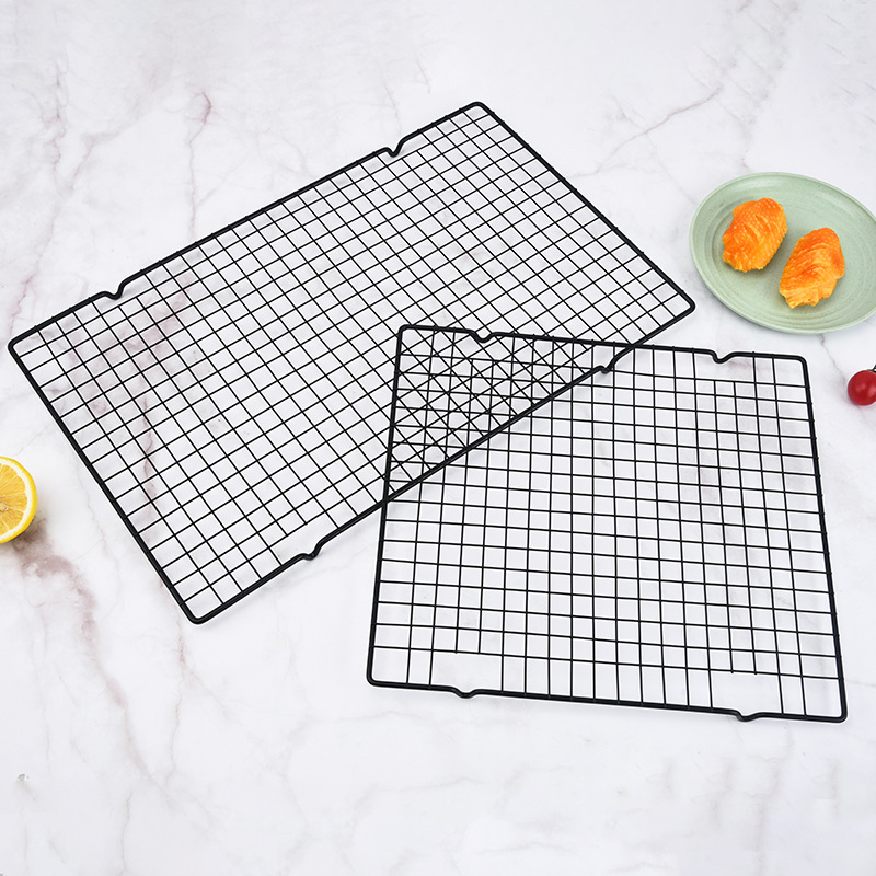 Square baking barbecue mesh rack black cooling iron rack iron wire drying mesh bread biscuit oil draining cooling rack
