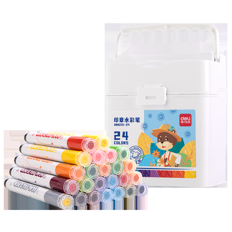 Deli Sello Pen de acuarela 36 colores jardín de infantes para niños lavables 24 colores Pincel de escuela primaria Juego de graffiti