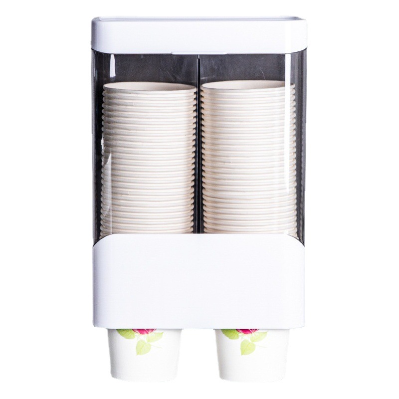 Single-cylinder double-cylinder cup extractor wall-mounted non-perforated disposable paper cup rack storage rack dust-proof water dispenser Cup rack