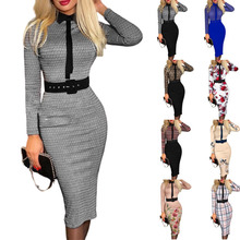 2023春夏欧美女装外贸亚马逊速卖通独立站长袖腰带连衣裙气质优雅