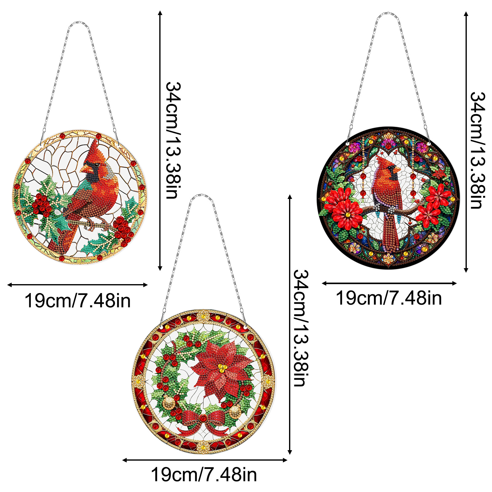 Diamante pintura perimetral DIY anillo 3 piezas juego de dibujos animados colgante genio Navidad sala de estar decoración de pintura distribuible