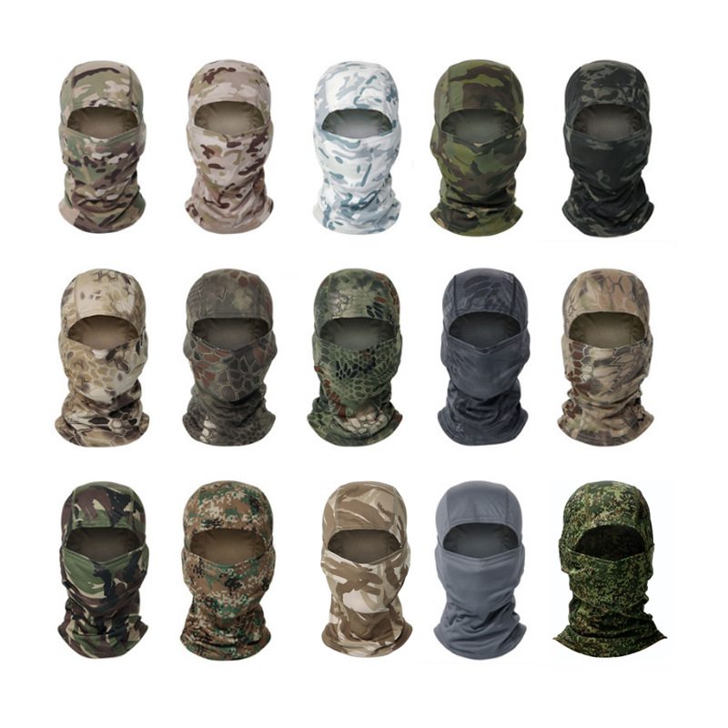 Jefe táctico máscara a prueba de viento a prueba de polvo bufanda transfronteriza caliente ruso camuflaje sombrero de doble cara tela de malla transpirable