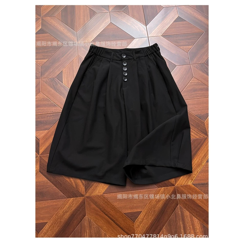 Answer Me Trendy Buttoned Black Casual Shorts for Men, Summer Loose Straight Five-Point Pants, Men's Pants K400 Answer Me Trendy Buttoned Black Casual Shorts for Men, Summer Loose Straight Five-Point Pants, Men's Pants K400