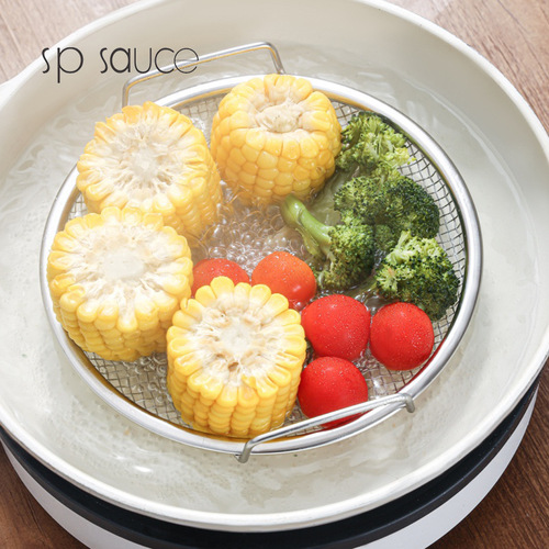 Fried drain kitchen stainless steel oil residue filter sieve double-ear oil drain artifact round drain rack oil filter rack