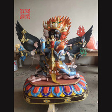 密宗纯铜普巴金刚铜佛像护法神像摆件藏传藏式彩绘马头金刚铜像