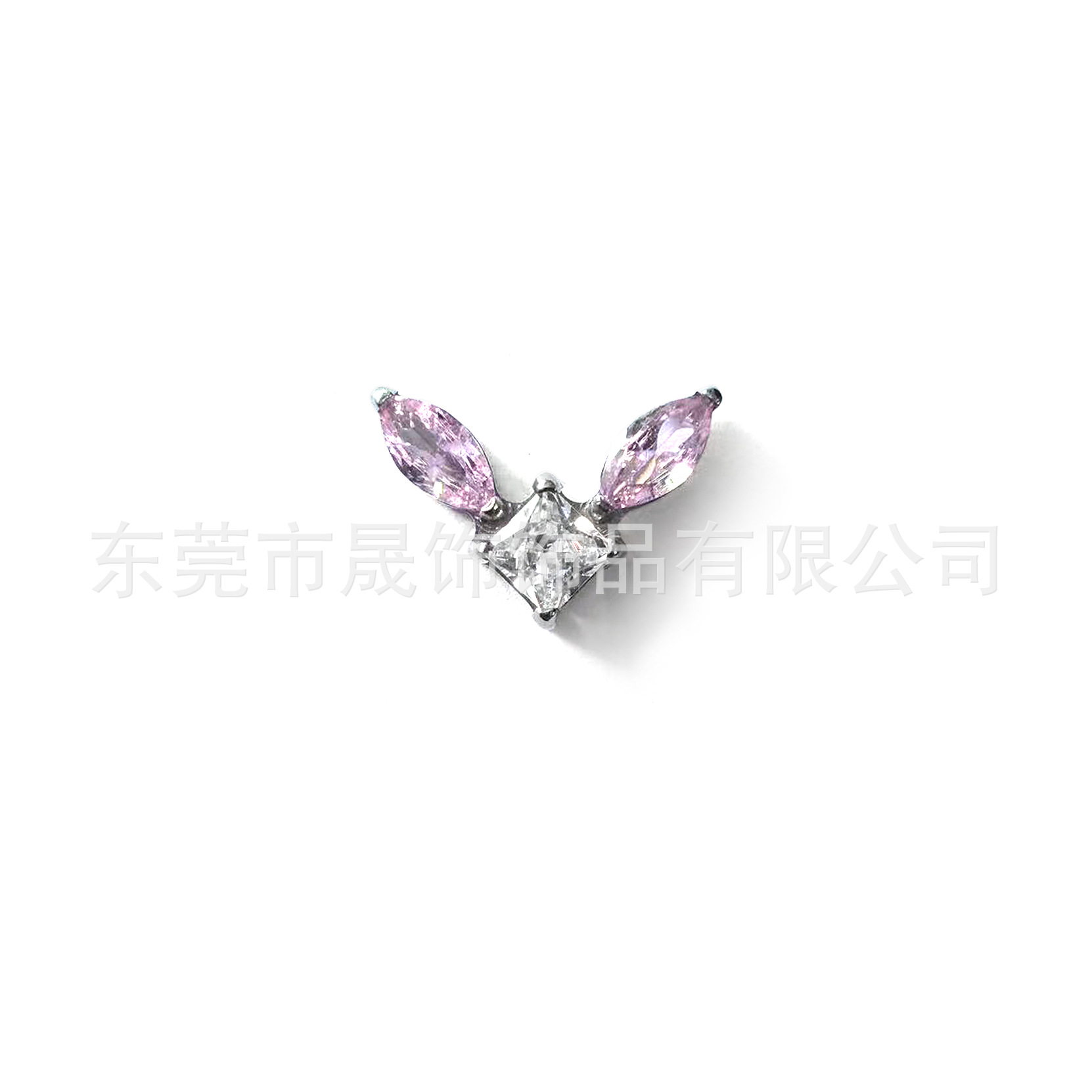 F136钛合金马眼方锆耳钉镶5A锆石耳骨钉G23钛内螺纹唇钉穿刺饰品