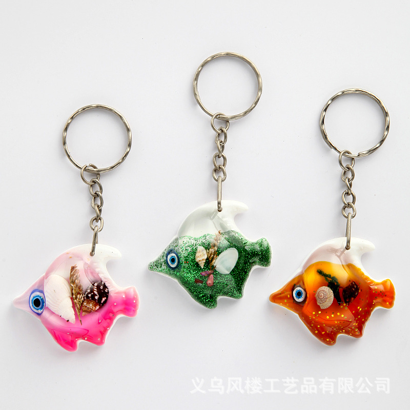 Llavero con conchas y estrellas de mar, recuerdo creativo de playa, venta directa de fábrica