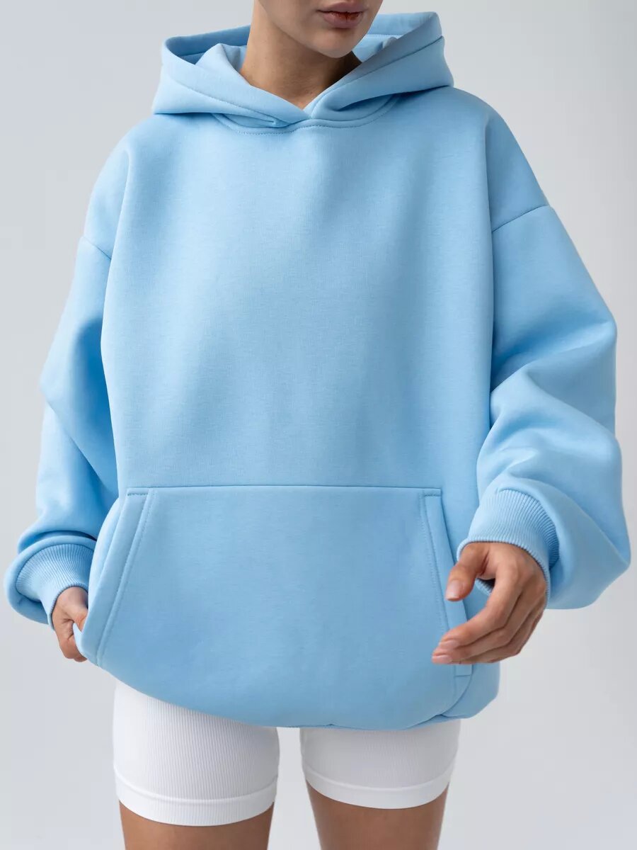 Women's Oversized Hooded Sweatshirt With Pockets And Long Sleeves_voghion.com