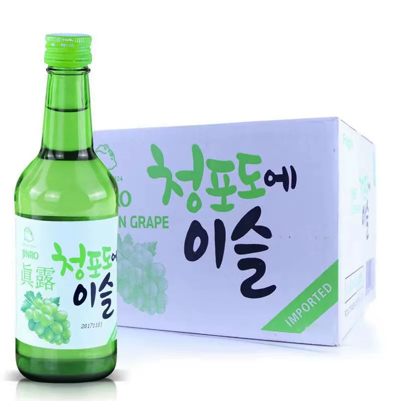Соджу (Jinro) 360 мл ×20 бутылок, assorted fruit flavors — strawberry, grapefruit, grape, peach, plum