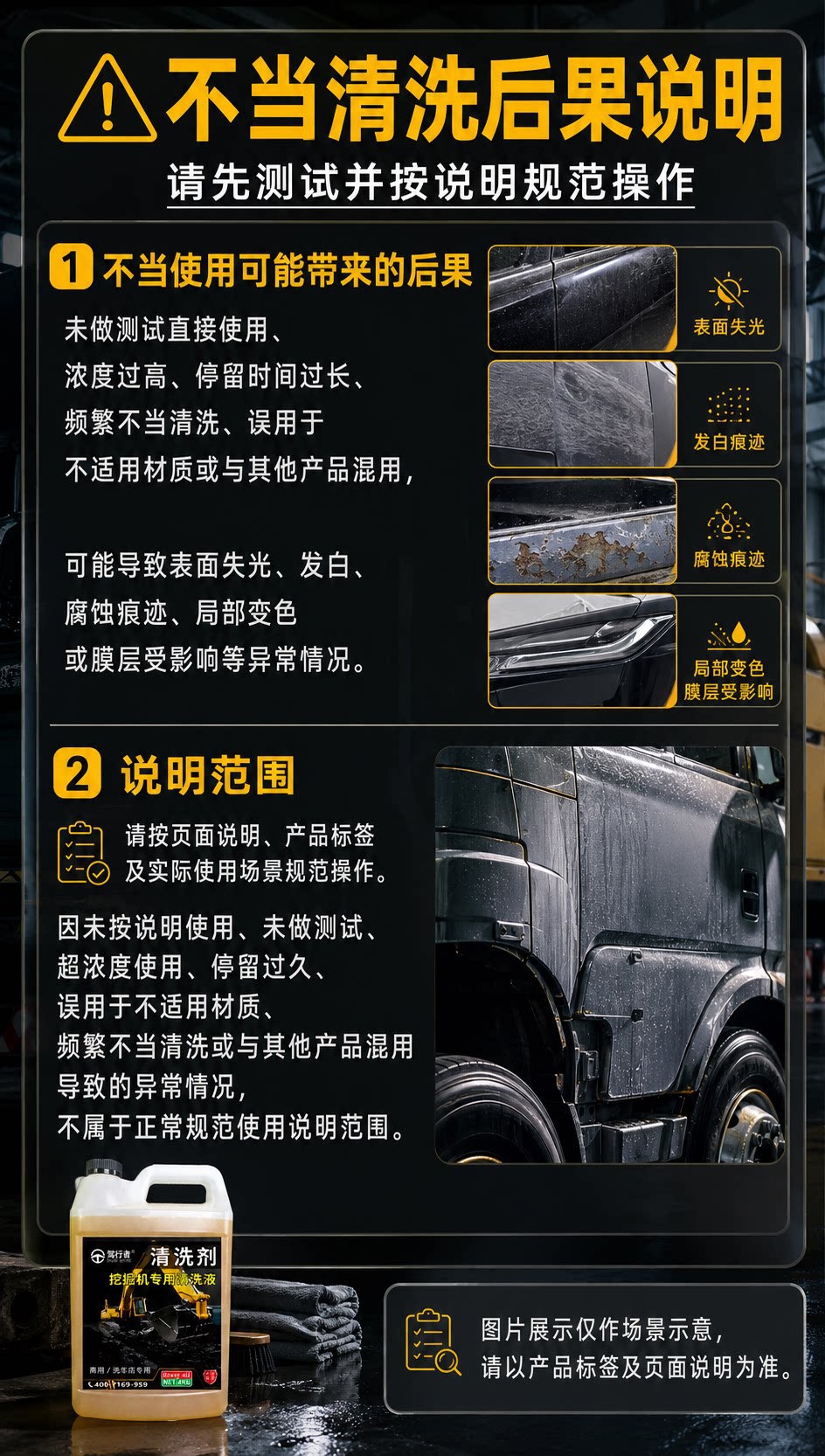 Excavator cleaning agent, grease, hydraulic oil, heavy oil stain cleaner, excavator and construction machinery, rich foam for oil removal