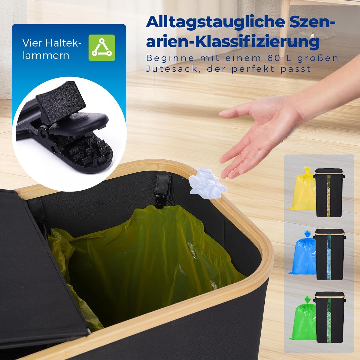 Cross-Border Hot Selling Bamboo Basket Deposit Bottle Storage Basket Large Capacity Foldable Oxford Cloth Bottle Collection Box Waterproof Recycling Box