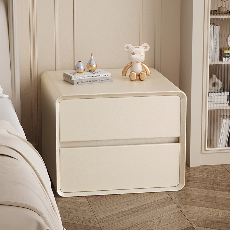 2025 nuevo estilo de lujo ligero de alto nivel pequeño gabinete de cabecera de cama de madera maciza dormitorio