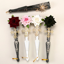 复古宫廷风蕾丝扇子华丽复古欧式玫瑰折扇茶会款暗黑漫展拍照道具